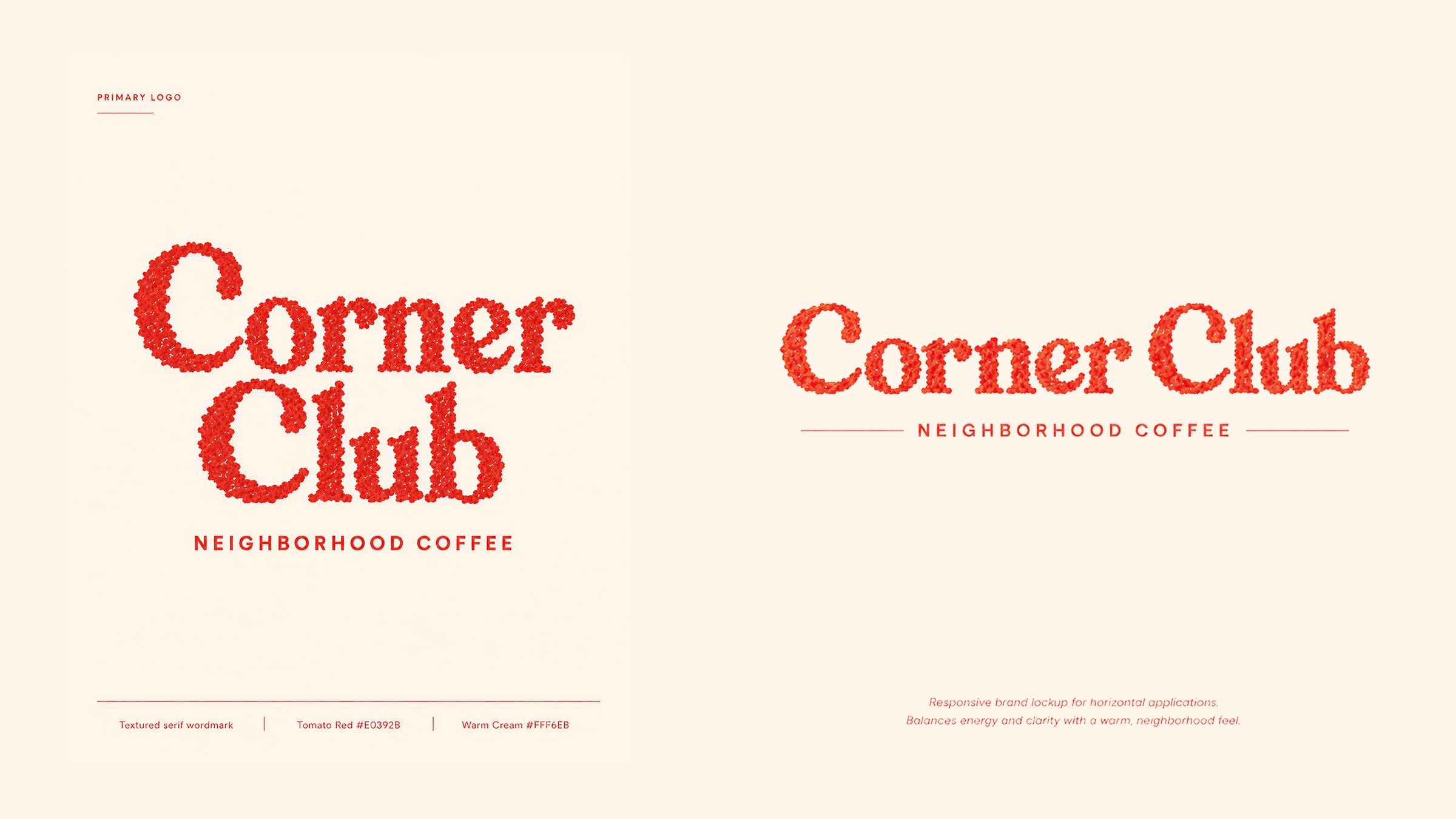 The Corner Club wordmark in textured red serif on cream.