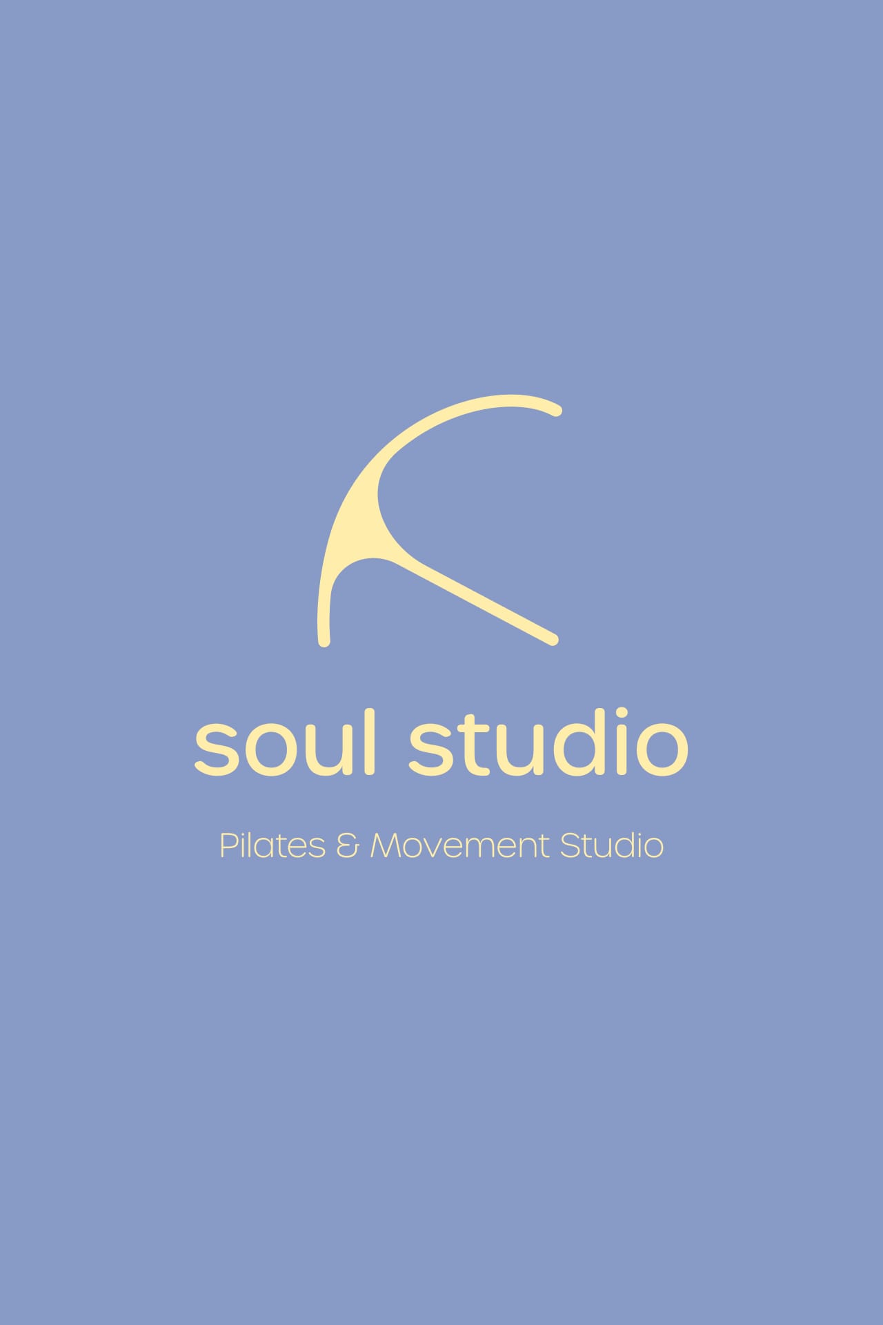 The butter-yellow Soul Studio line-mark and wordmark on periwinkle.